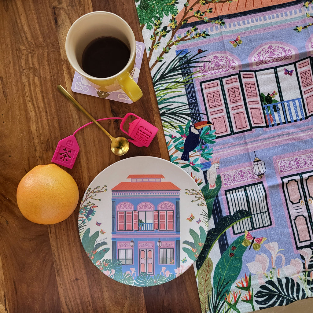 Assiettes en bambou Lilac Shophouse - Lot de 2