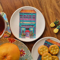 Mini-assiette en bambou Shophouse colorée