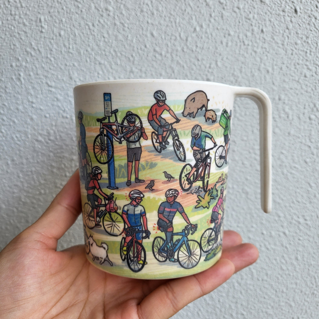 Mug en bambou "Venez faire du vélo"