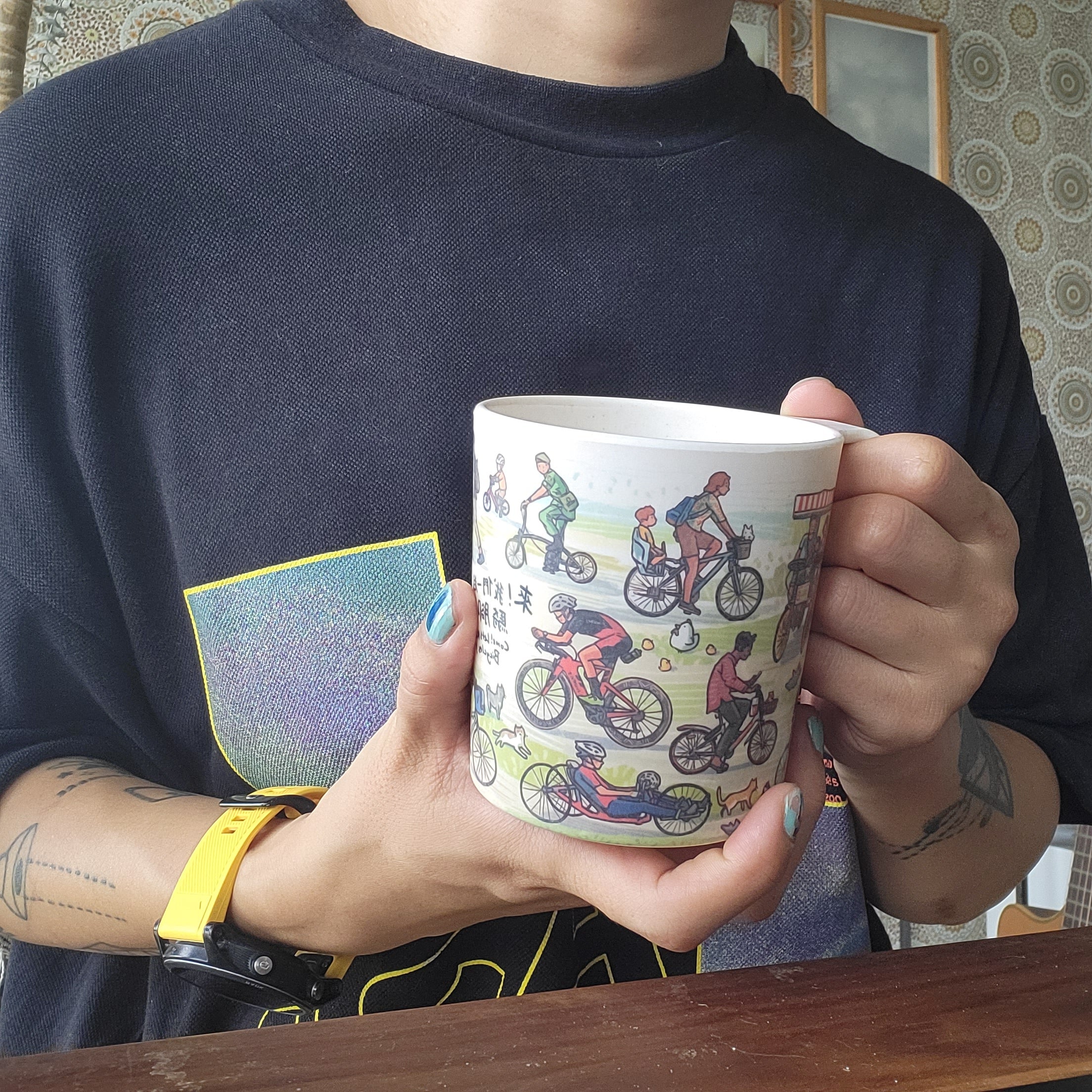 Mug en bambou "Venez faire du vélo"