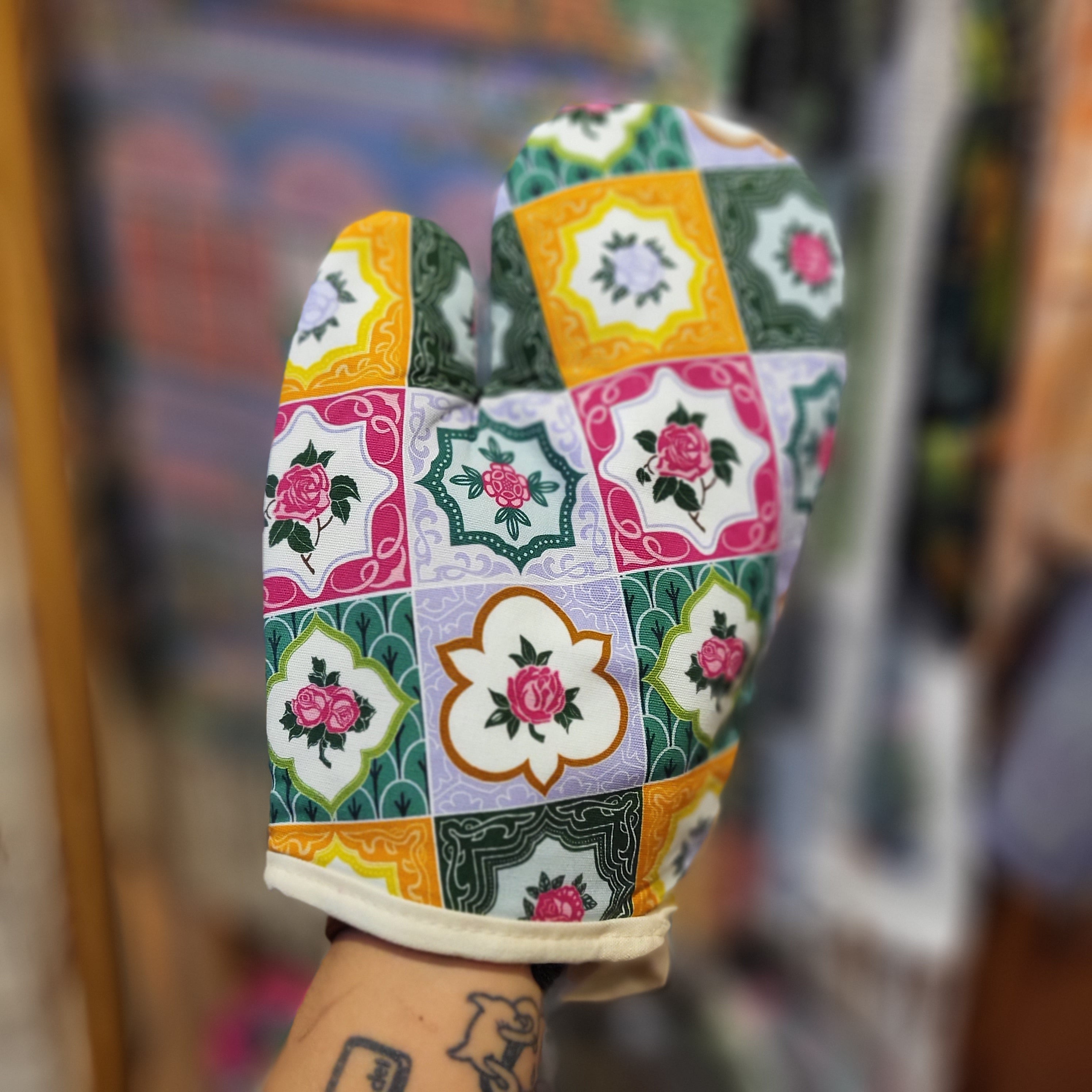 Mitaine de four et manique Carreaux Peranakan
