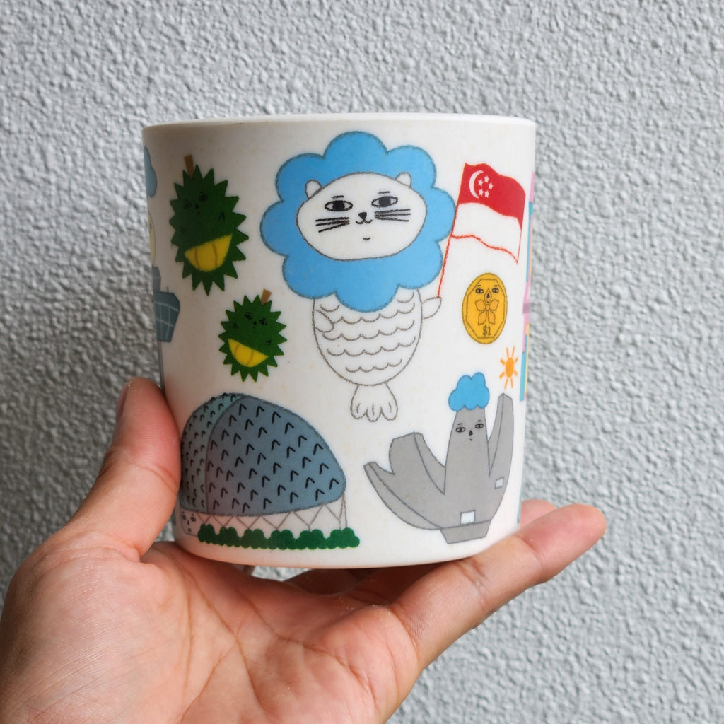 Tasse en bambou repères de Singapour