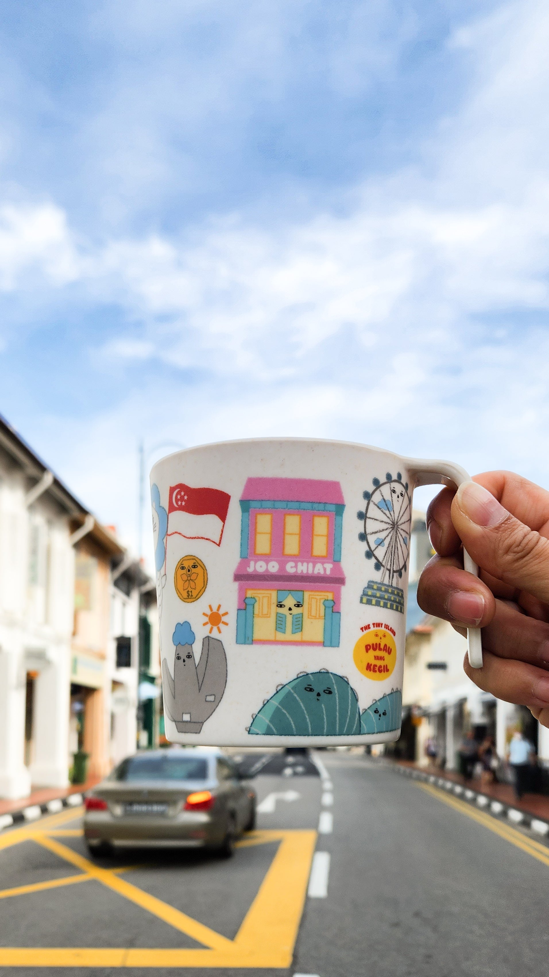 Tasse en bambou repères de Singapour
