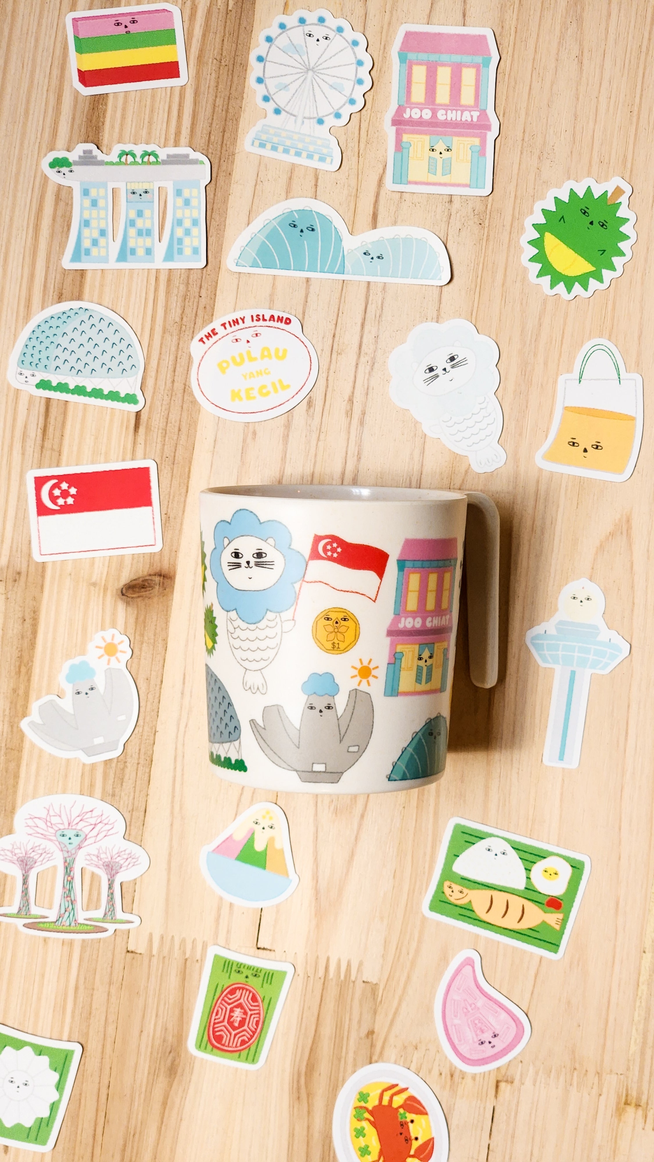 Tasse en bambou repères de Singapour