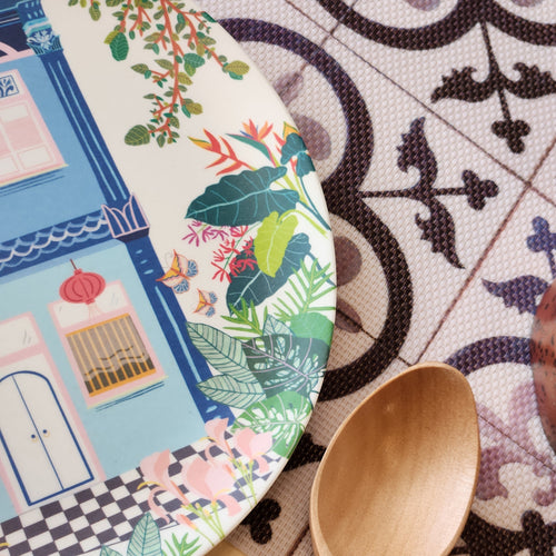 Lot de 2 assiettes en bambou Blue Shophouse