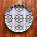 Assiette en bambou Carreaux Peranakan - Rose Gris