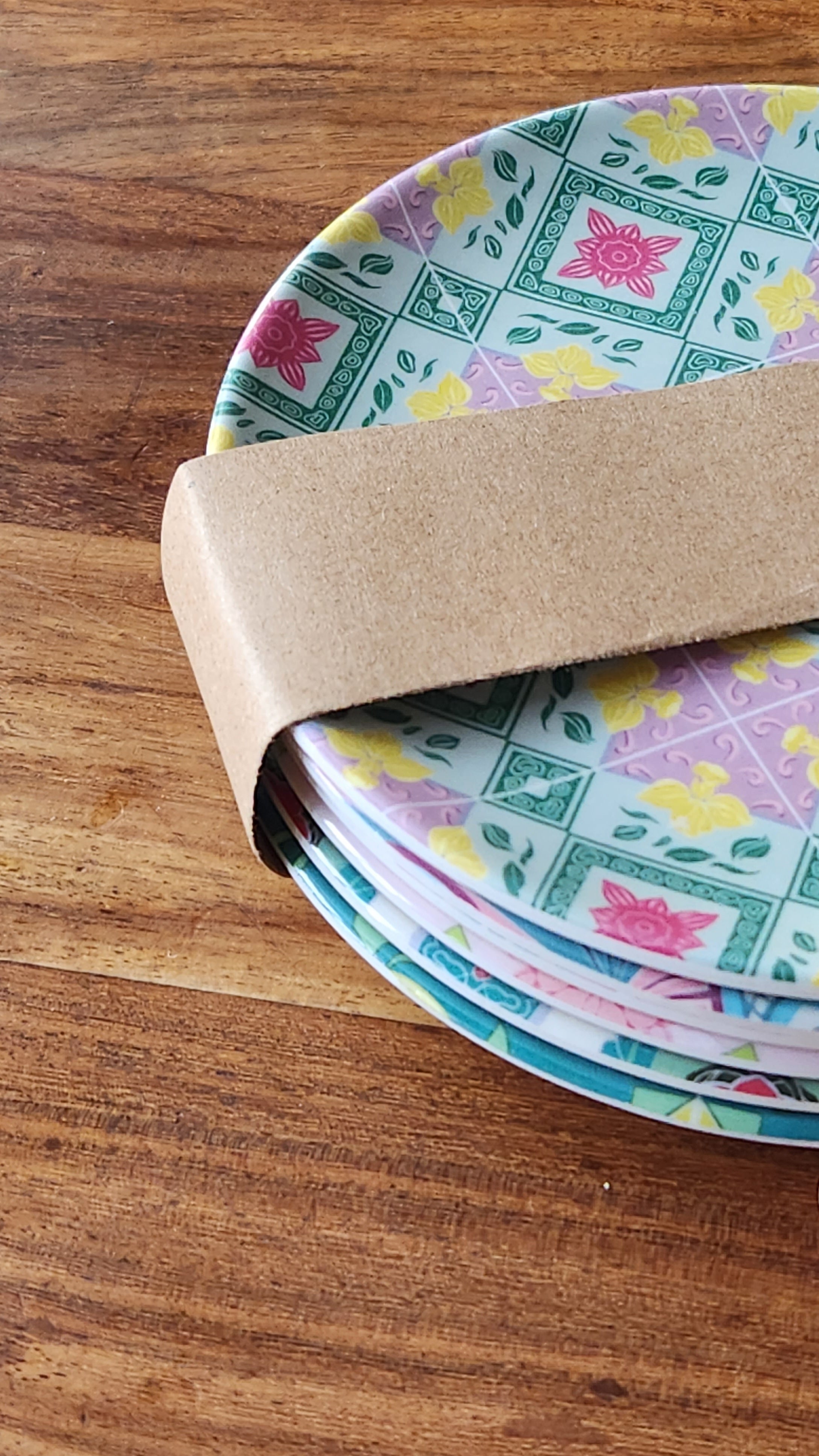 Assiette en bambou « Peranakan Tile » – Fleurs carrées