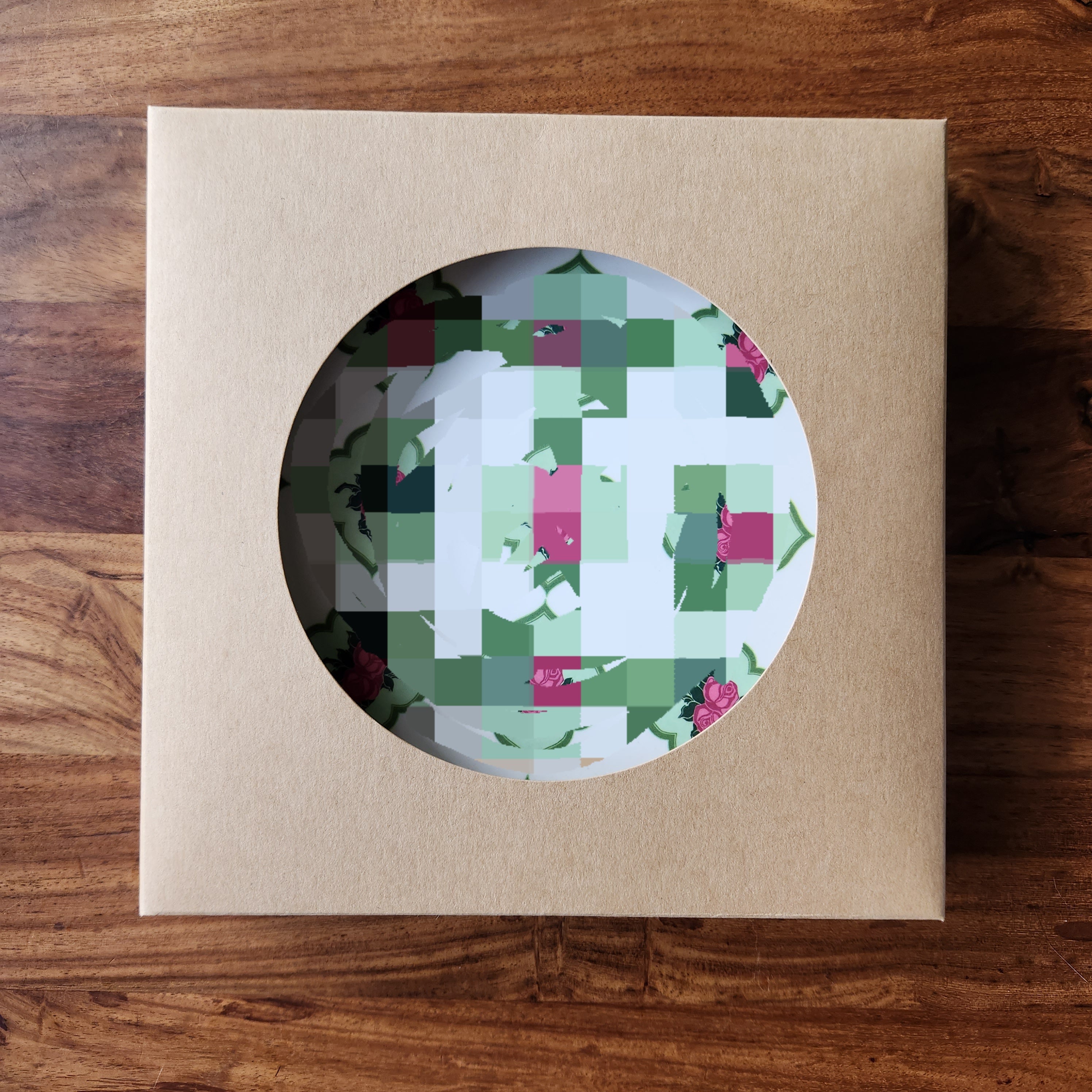 Peranakan Tile Bamboo Plate - 4 Circle flower