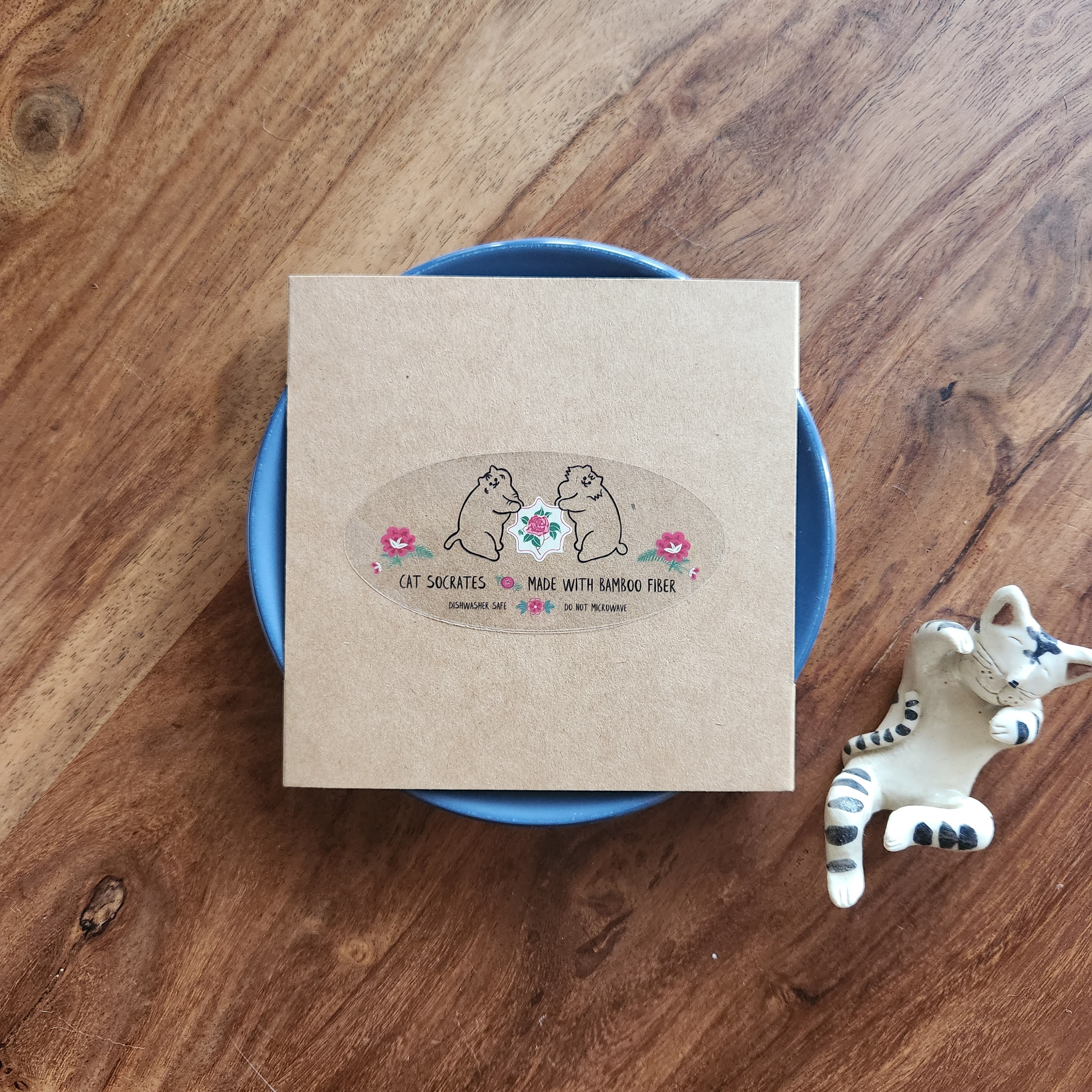Mini Assiettes en Bambou "Flore et Chatons Peranakan"