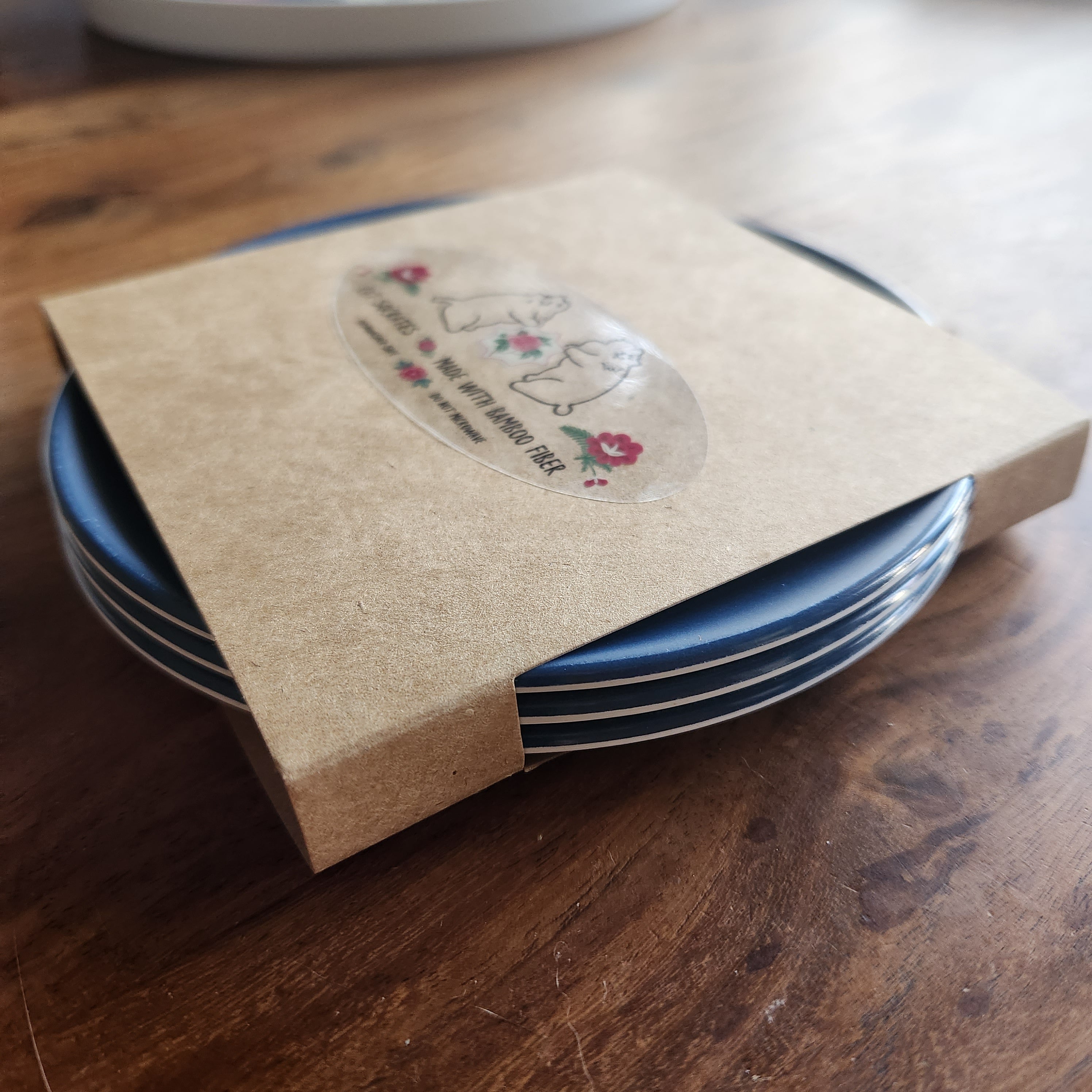 Mini Assiettes en Bambou "Flore et Chatons Peranakan"