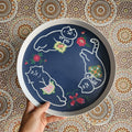 Plateau en bambou Trois chats - Flore et chatons Peranakan