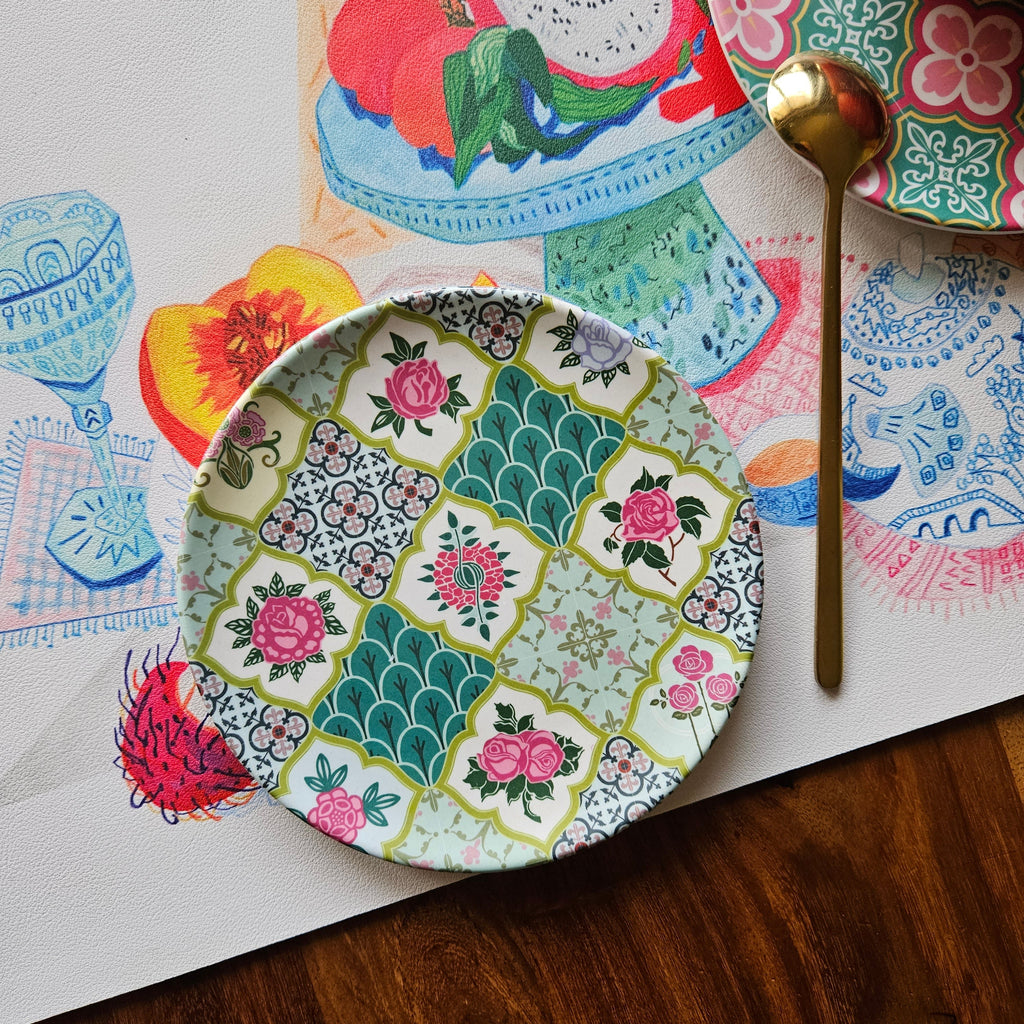 Mini-assiette en bambou, motif Rose Mixte - Édition limitée 2025