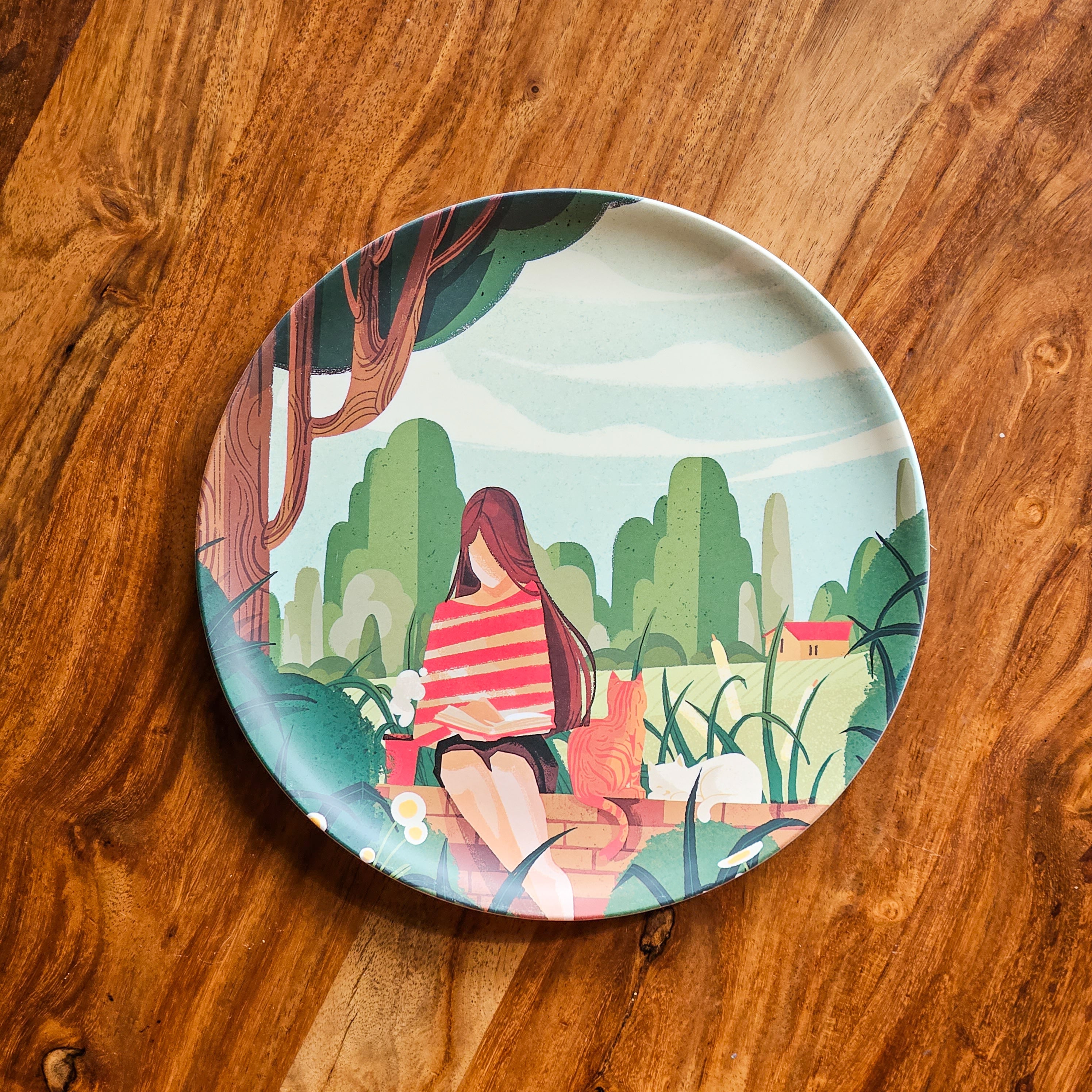 8 Assiettes en Bambou Filles Créatives et leurs Chats