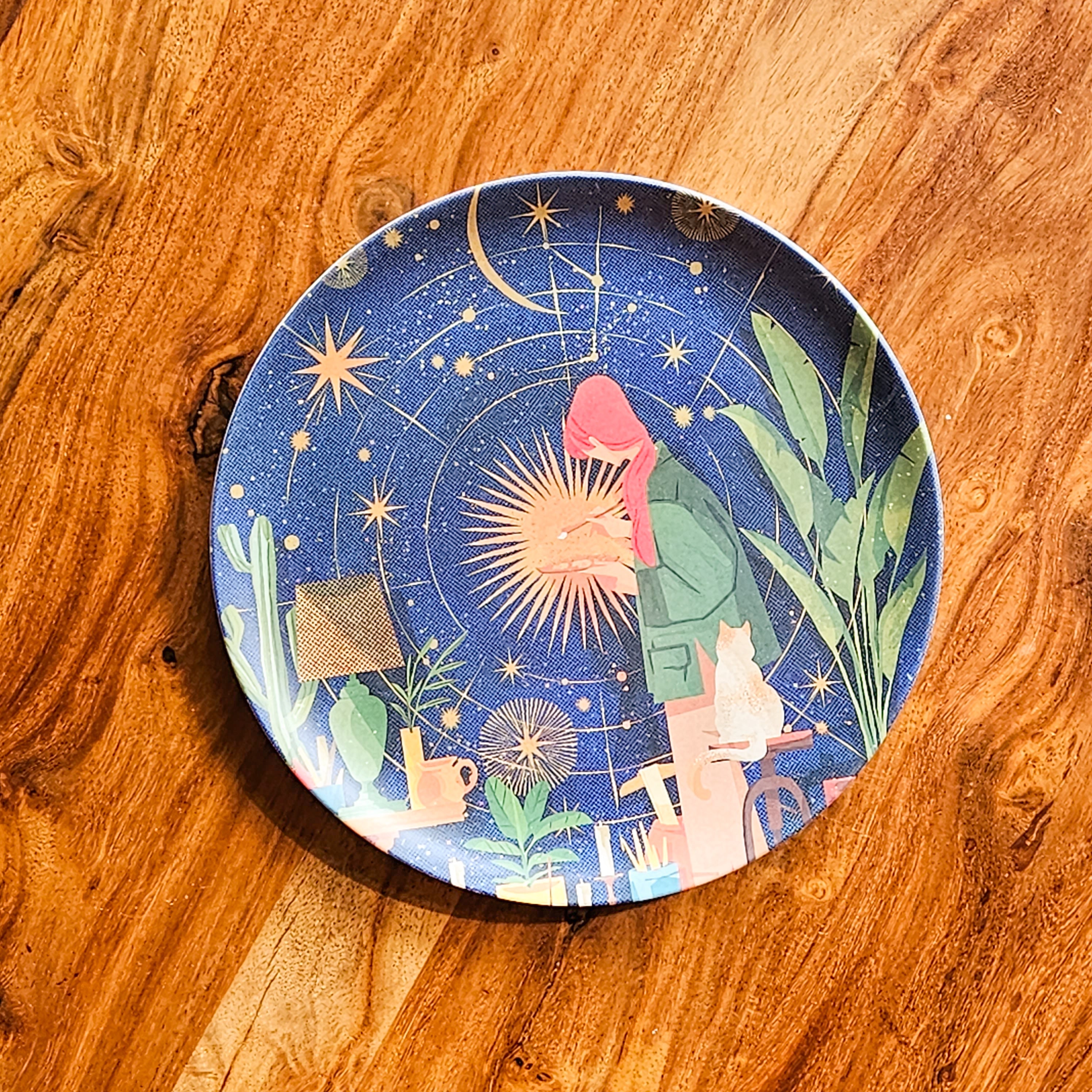 8 Assiettes en Bambou Filles Créatives et leurs Chats