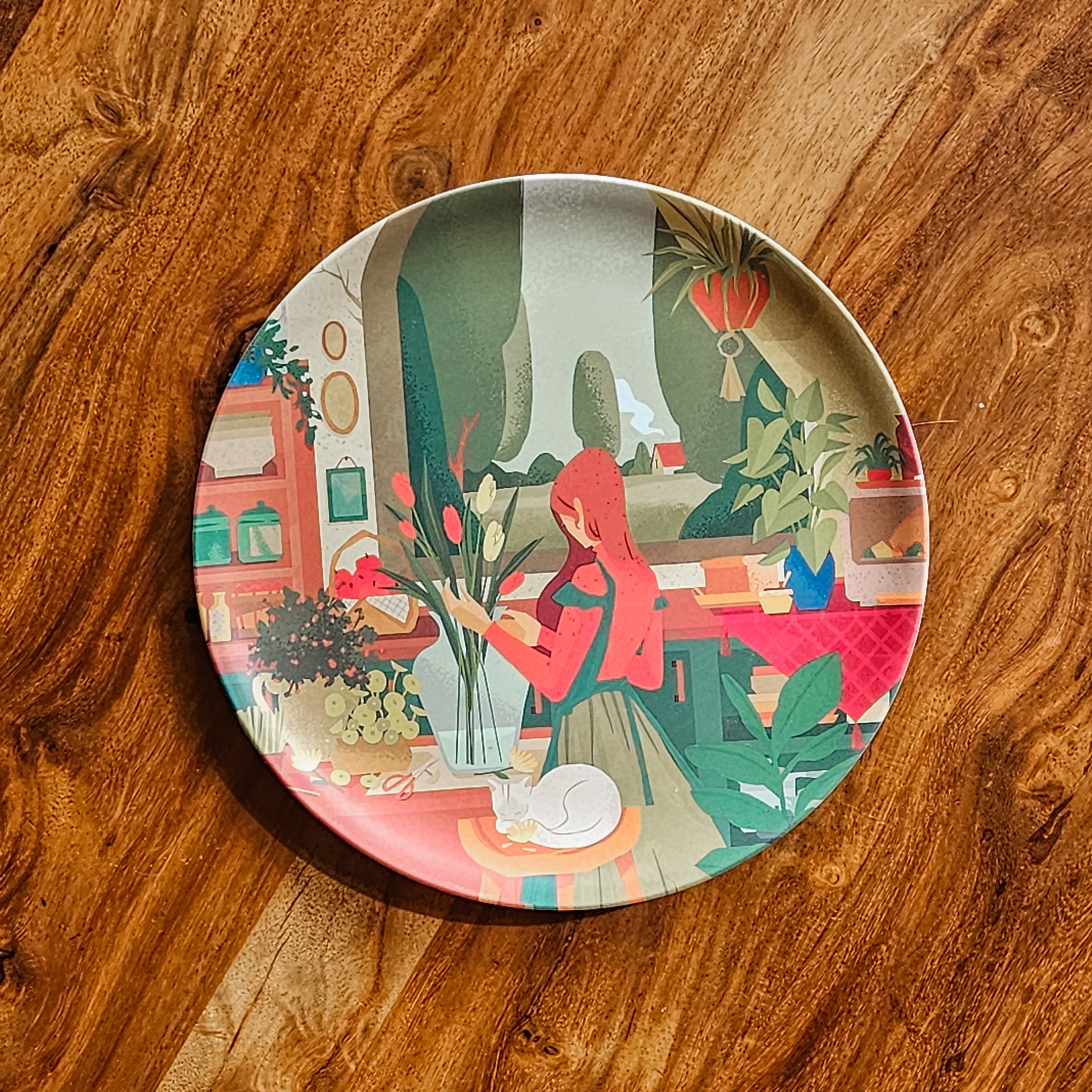 8 Assiettes en Bambou Filles Créatives et leurs Chats