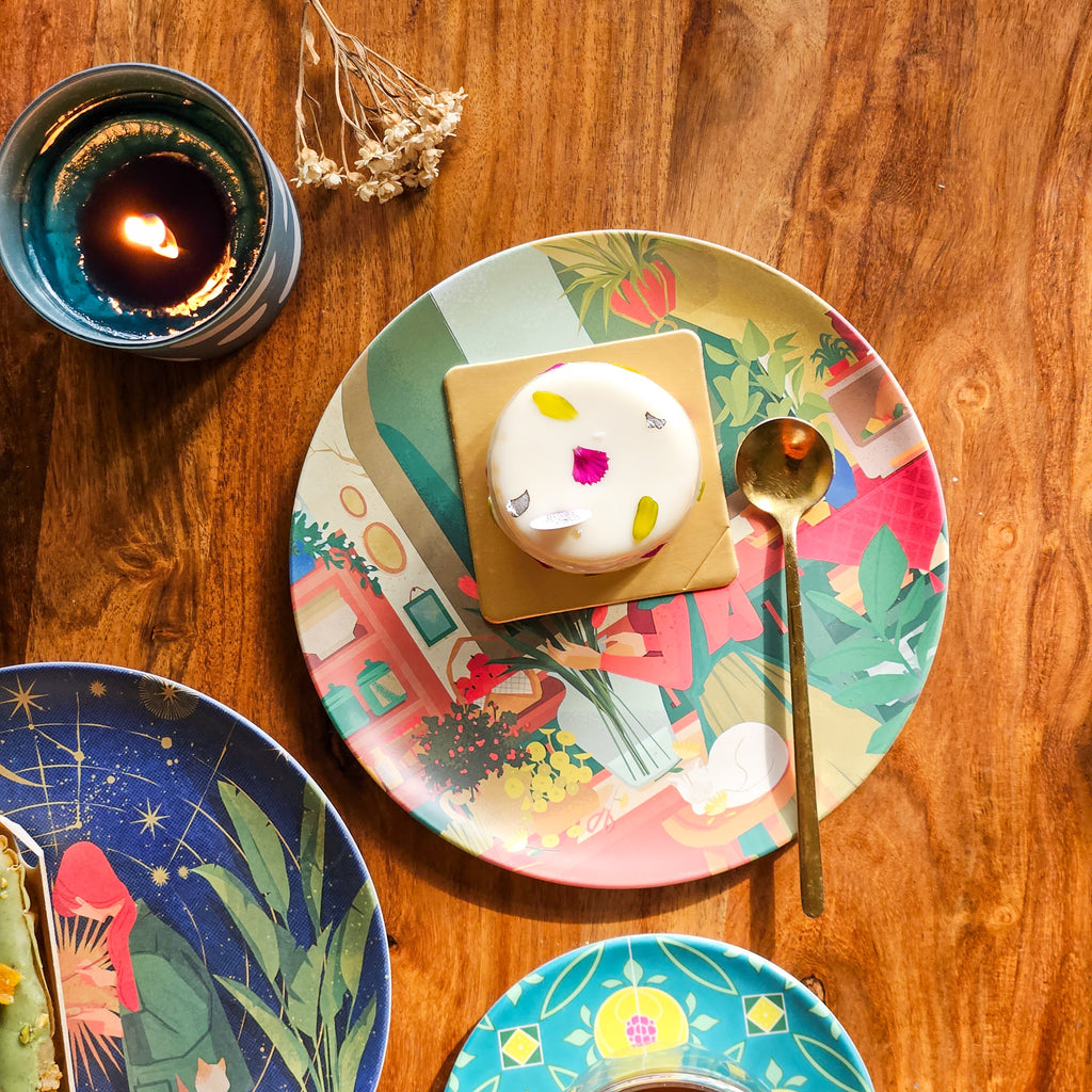 8 Assiettes en Bambou Filles Créatives et leurs Chats