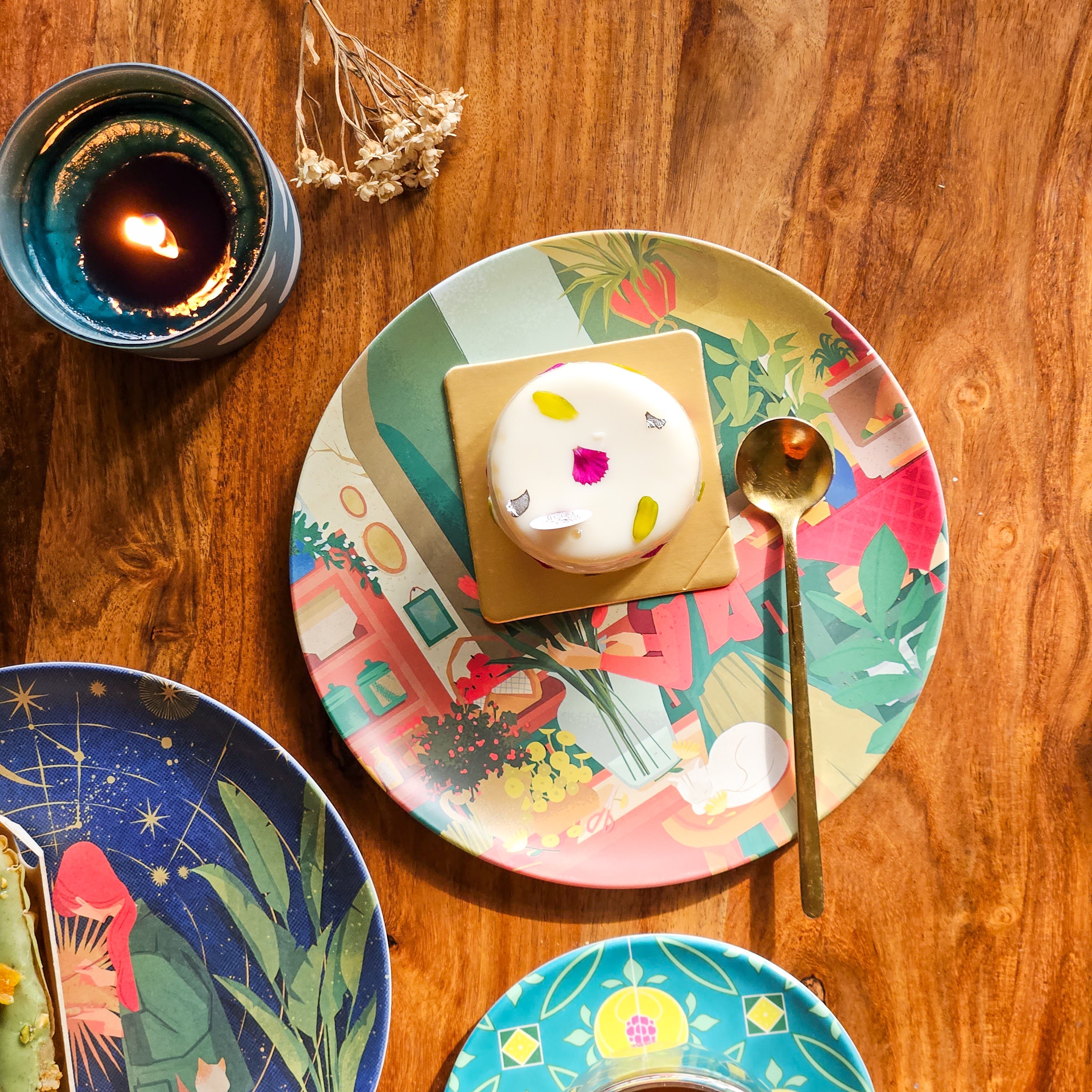 8 Assiettes en Bambou Filles Créatives et leurs Chats