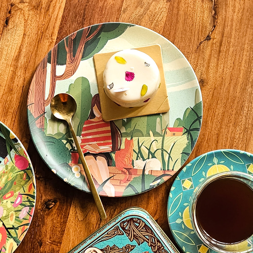 8 Assiettes en Bambou Filles Créatives et leurs Chats