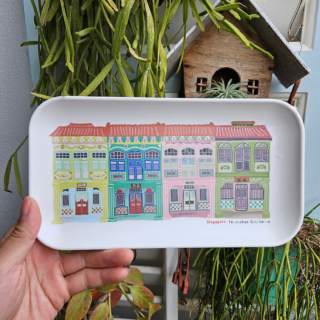Plateau en bambou coloré pour maisons-boutiques