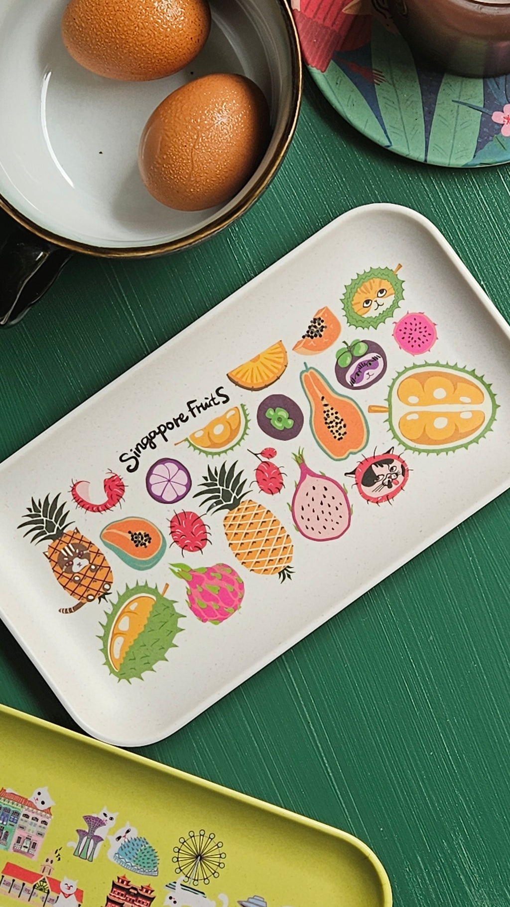 Plateau en bambou pour fruits de Singapour