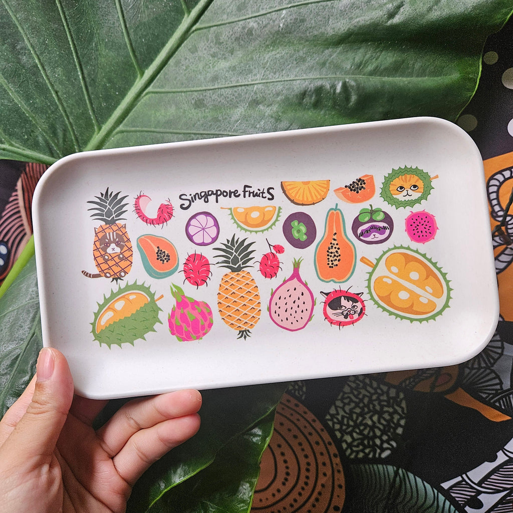 Plateau en bambou pour fruits de Singapour