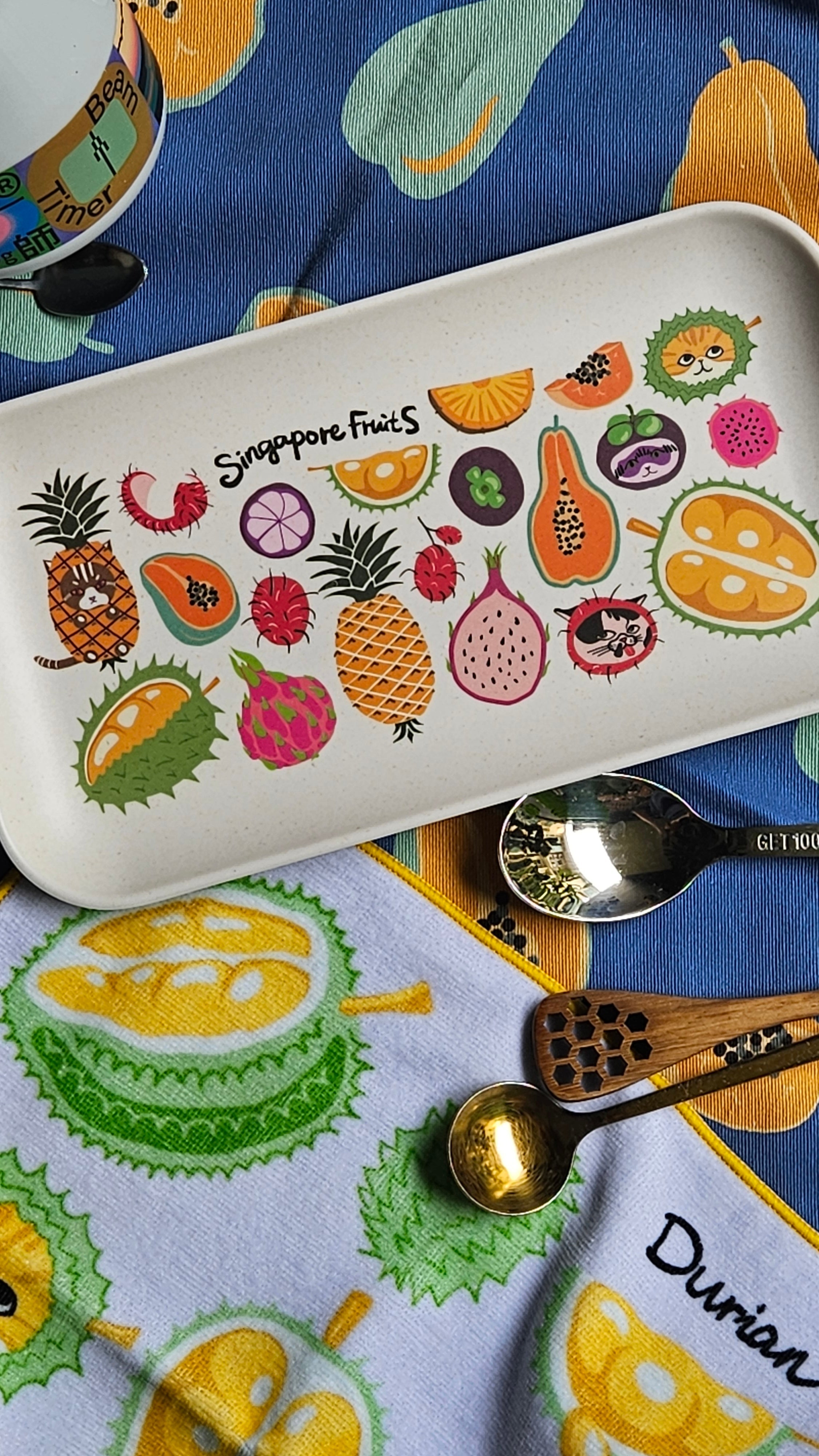 Plateau en bambou pour fruits de Singapour