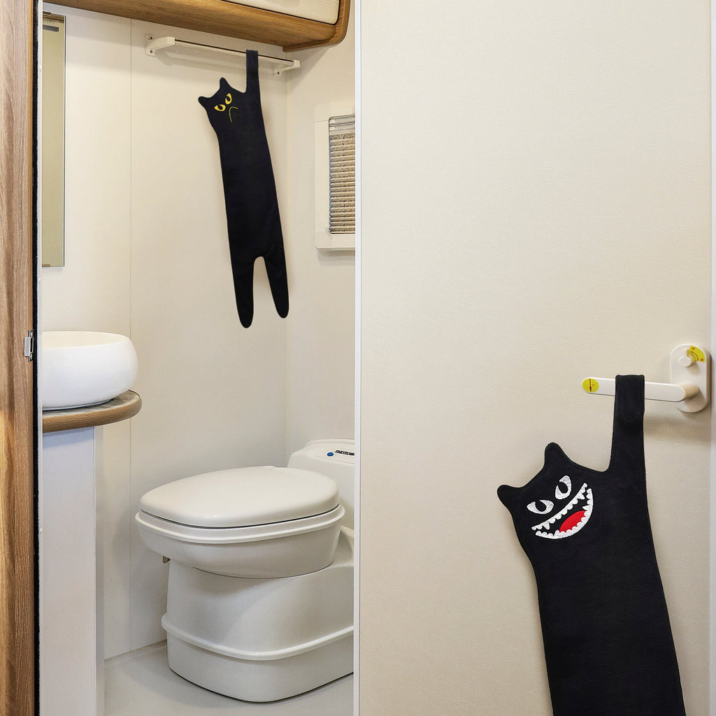 Serviette de toilette Chat noir monstrueux