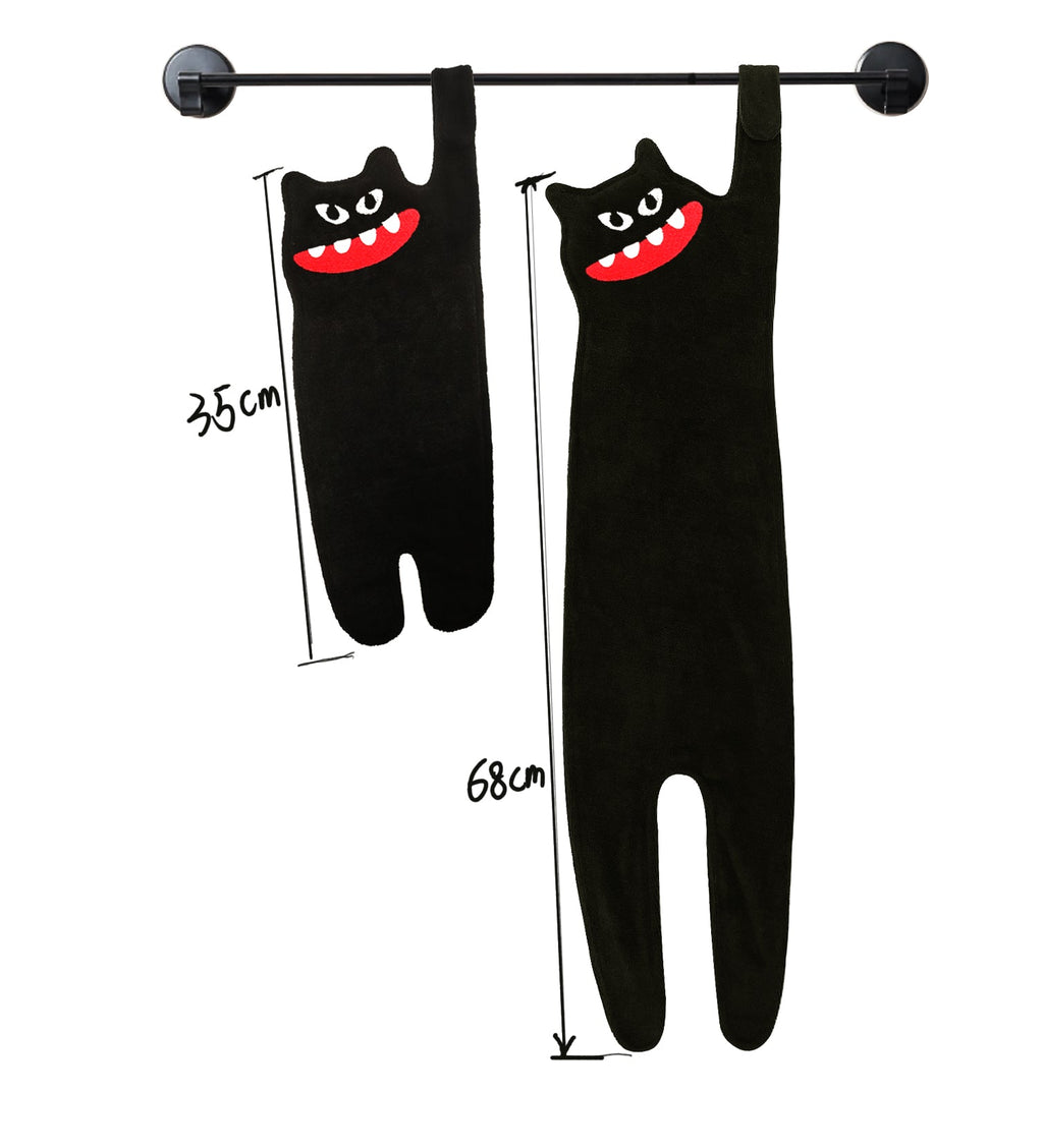 Serviette de toilette Chat noir monstrueux