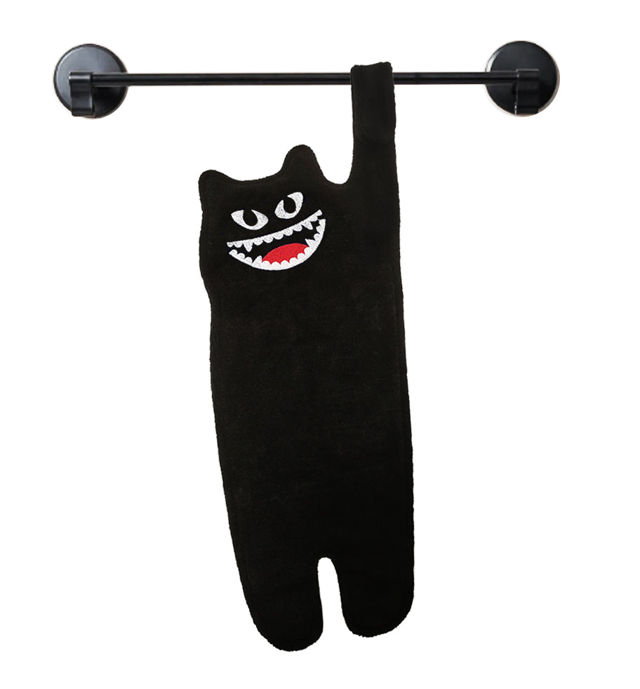 Serviette de toilette Chat noir monstrueux