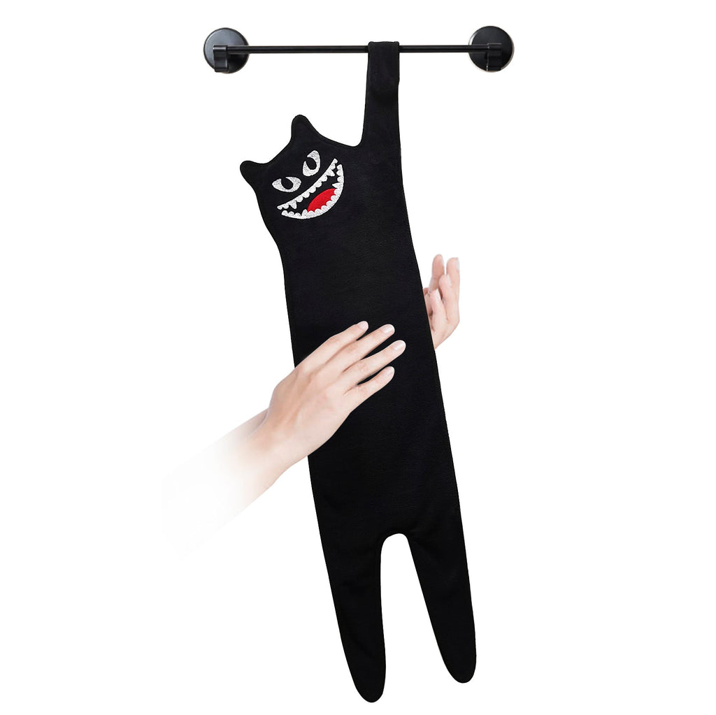 Serviette de toilette Chat noir monstrueux