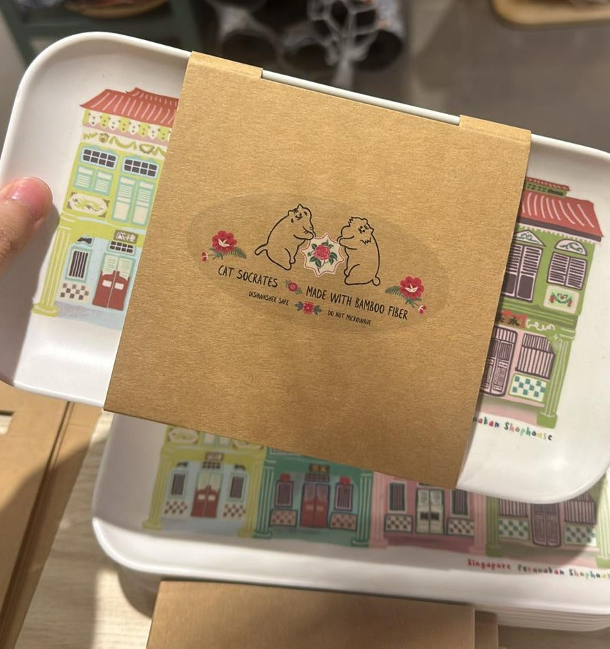 Plateau en bambou coloré pour maisons-boutiques