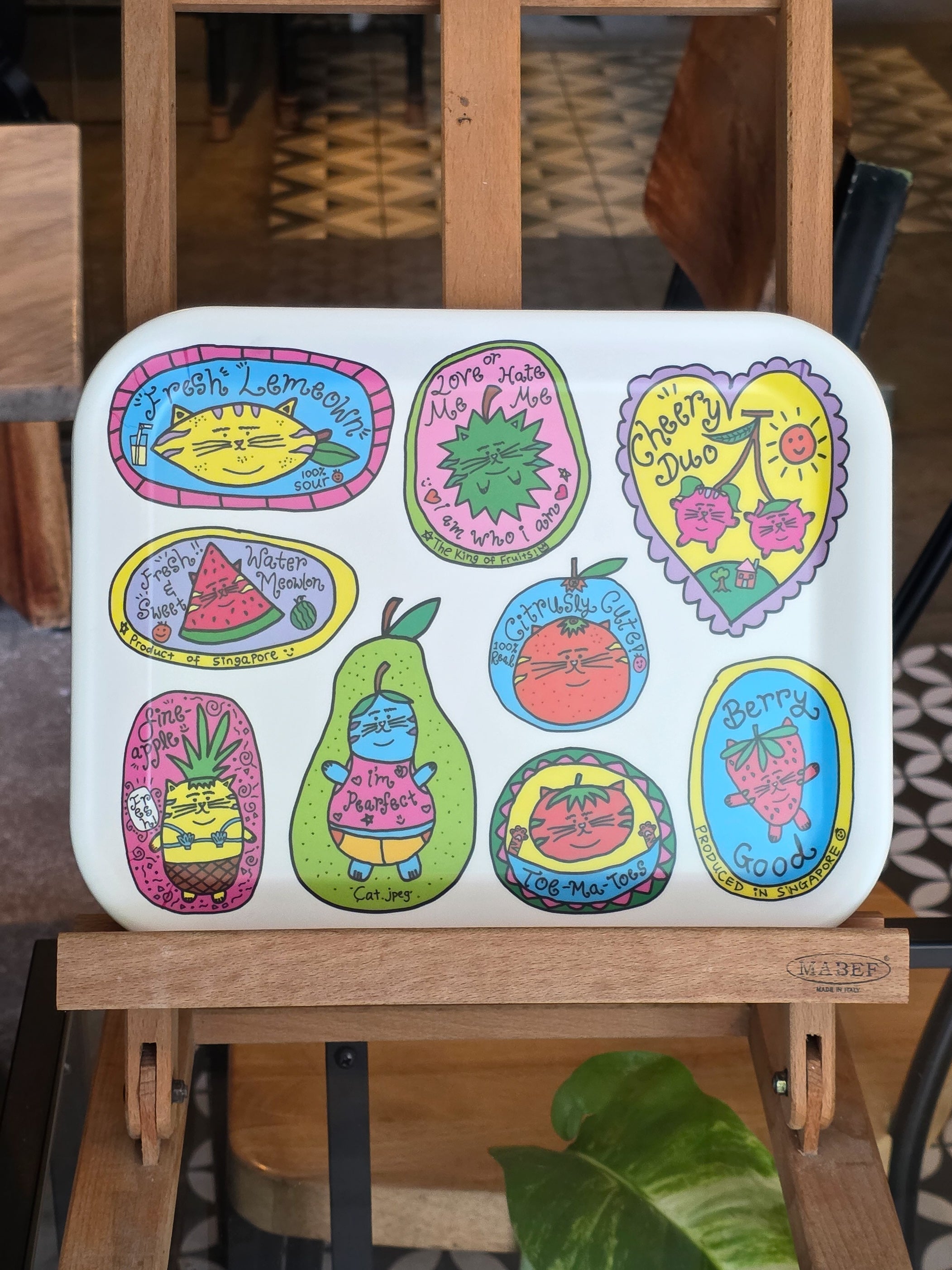 Plateau en bambou Fruity Cats