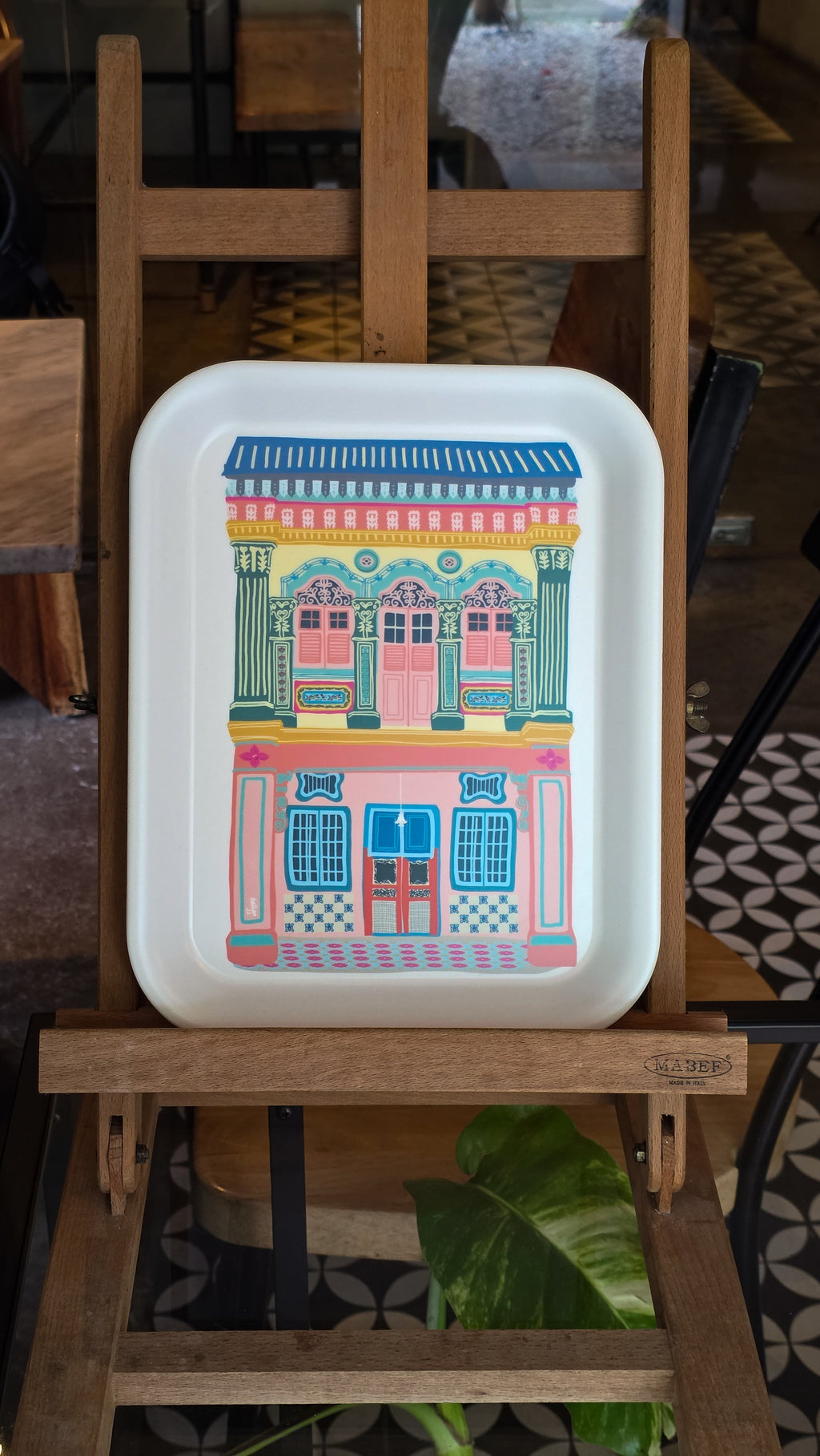 Plateau en bambou coloré pour maison de commerce Pop Art