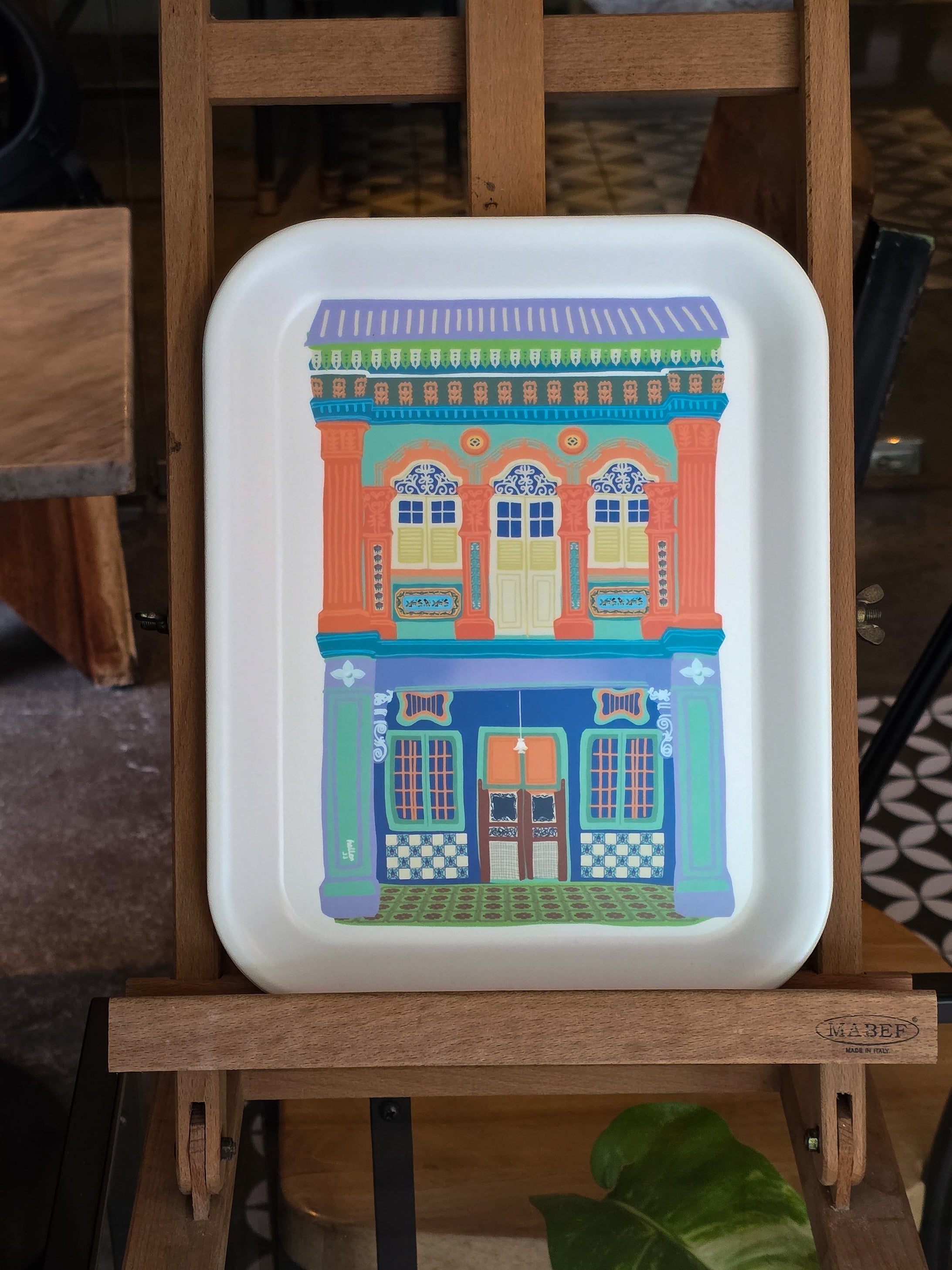 Plateau en bambou coloré pour maison de commerce Pop Art