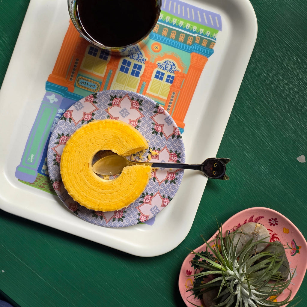Plateau en bambou coloré pour maison de commerce Pop Art