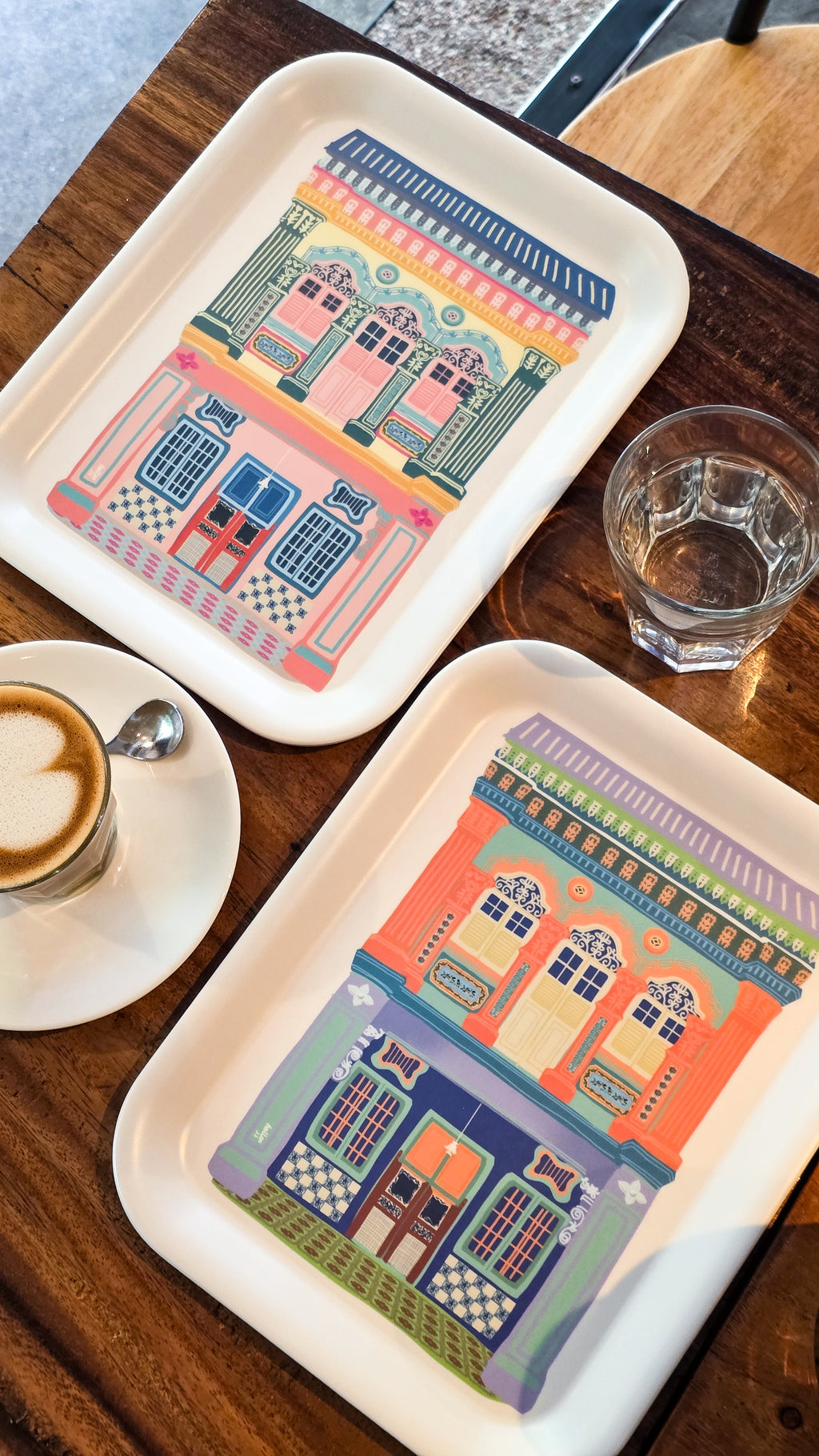Plateau en bambou coloré pour maison de commerce Pop Art